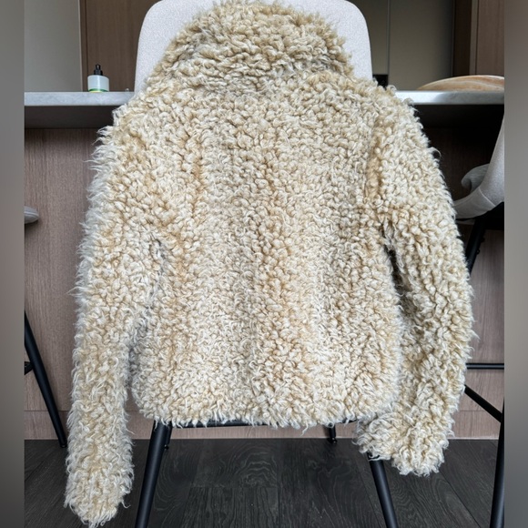 Anthropologie Beige Cropped Teddy Fleece Shearling Sherpa Coat - Picture 6 of 9